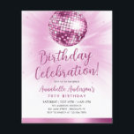 Lámina Purpurina rosado Rubor económico Disco Ball de los<br><div class="desc">Glam moderno Rubor Purpurina rosa Sparkle Fiesta Disco Ball de los 70 Cualquier edad Invitación de cumpleaños</div>
