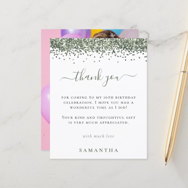 Lámina Purpurina Verde Presupuesto Foto Dulce 16 Gracias (Anverso/Reverso In Situ)