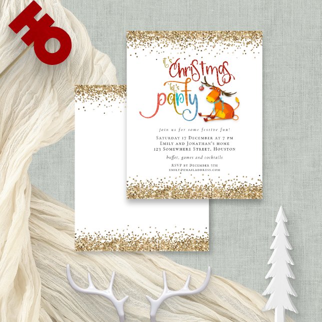 Lámina Purpurinas de presupuesto Navidades deja que el Fi (Front and back view, budget prices smaller 4.5 x 5.6" alternative)