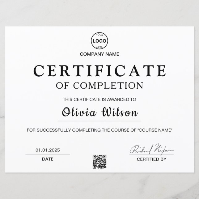 Lámina Qr Code Logo Certificado Profesional Premio  (Anverso)