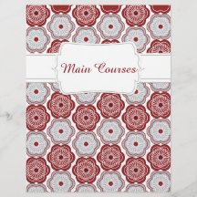 Quaint Maroon & Grey Floral Recipe Dividora