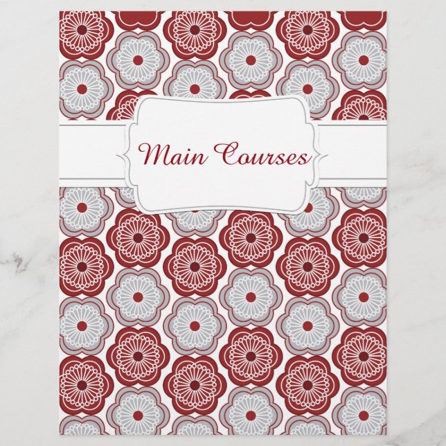 Lámina Quaint Maroon & Grey Floral Recipe Dividora (Anverso)
