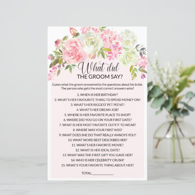 Lámina ¿Qué dijo el novio del juego de la ducha de novia? (Anverso de pie)