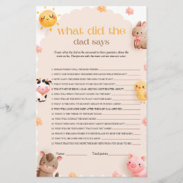 Lámina ¿Qué dijo el papá en Baby Shower de animales de gr