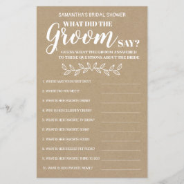 Lámina ¿Qué dijo Groom sobre la ducha de novias? Juego bi