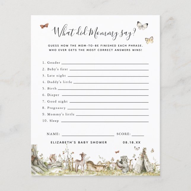 Lámina ¿Qué dijo mamá? | Juego Baby Shower (Anverso)
