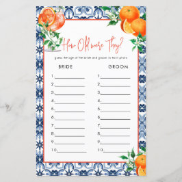 Lámina ¿Qué edad? Aperol Spritz Bridal Shower Game