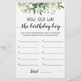 Lámina ¿Qué Edad Tenía El Juego De Birday Boy?