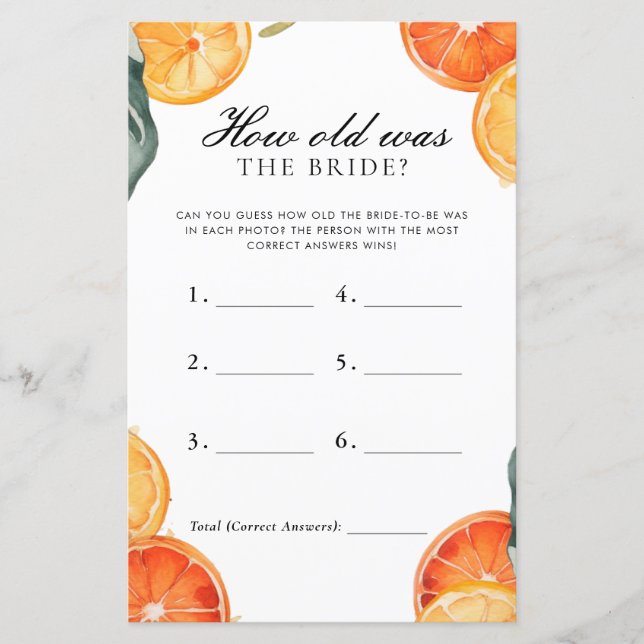 Lámina ¿Qué edad tenía el juego de la ducha de novia de A (Anverso)