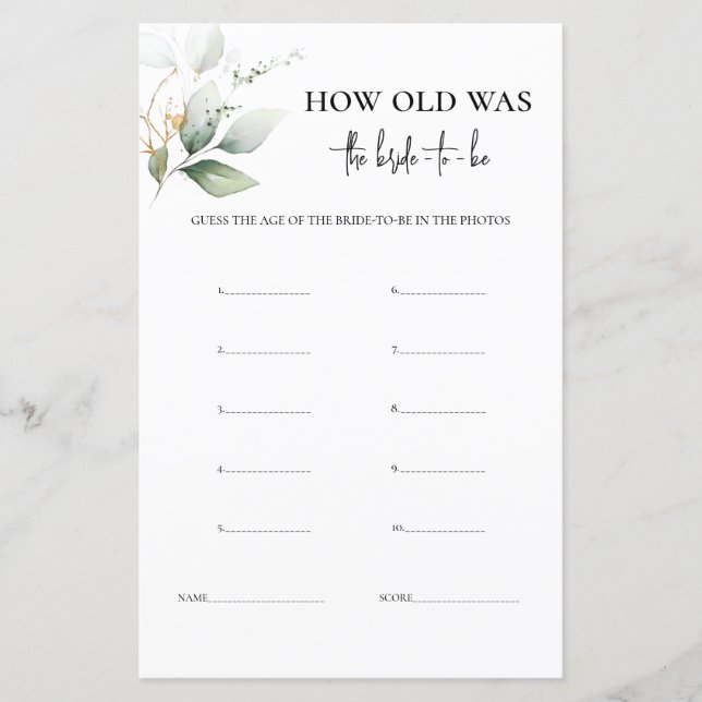 Lámina ¿Qué edad tenía el juego de la novia sobre la vege (Anverso)