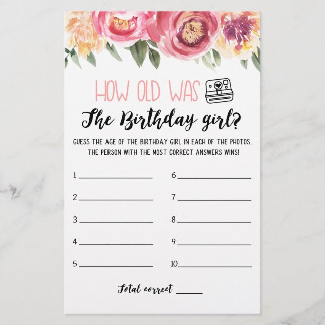 Lámina Qué edad tenía el partido de cumpleaños chica (Anverso)