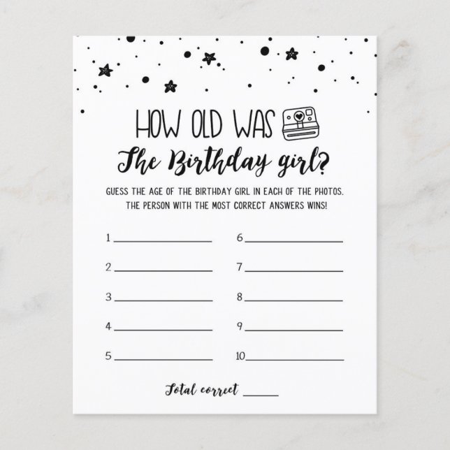 Lámina Qué edad tenía el partido de cumpleaños chica (Anverso)