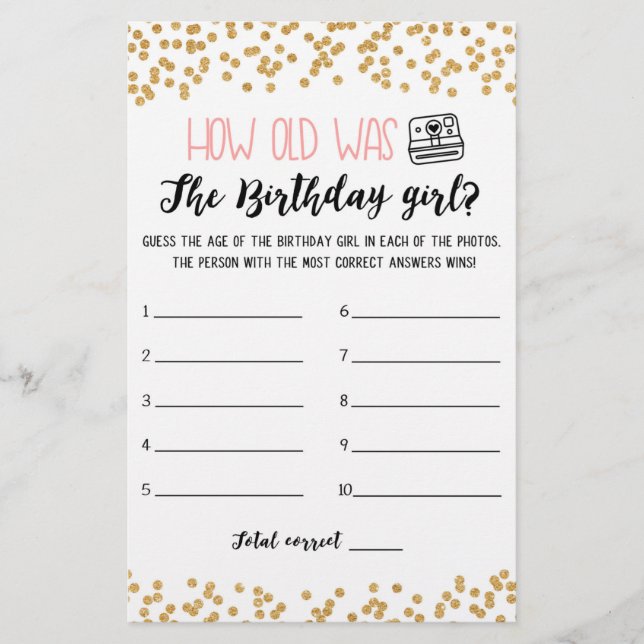 Lámina Qué edad tenía el partido de cumpleaños chica (Anverso)