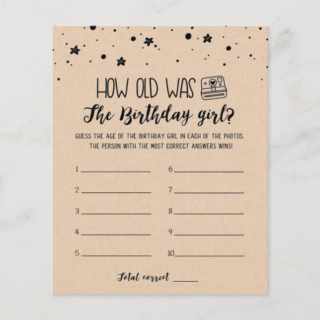 Lámina Qué edad tenía el partido de cumpleaños chica (Anverso)