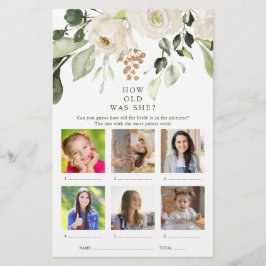 Lámina Qué Edad Tenía La Foto Floral Bridal Shower Game