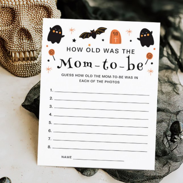 Lámina Qué edad tenía la mamá Halloween Juego de Baby Sho (Subido por el creador)