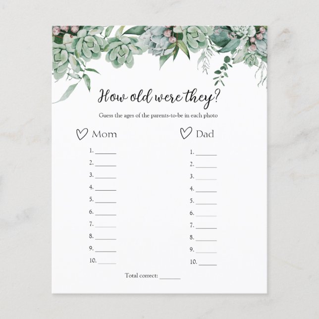 Lámina ¿Qué edad tenían los juegos de Baby Shower? (Anverso)