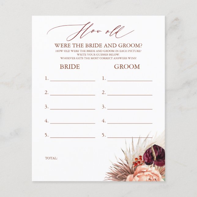 Lámina ¿Qué edad tenían los juegos de BRIDE y GROOM? (Anverso)