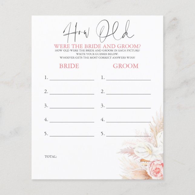 Lámina ¿Qué edad tenían los juegos de BRIDE y GROOM? (Anverso)