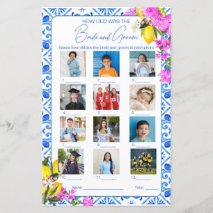 Lámina Qué edad tenían los novios y el juego de la ducha 