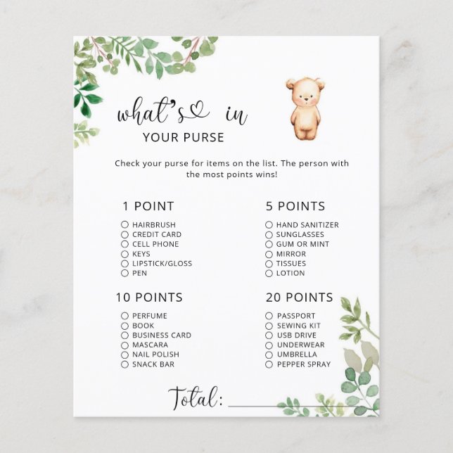 Lámina ¿Qué es lo que hay en tu bolso? (Anverso)