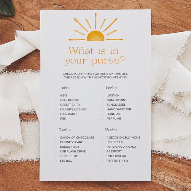 Lámina ¿Qué hay en el juego de Baby Shower de tu cartera? (Subido por el creador)