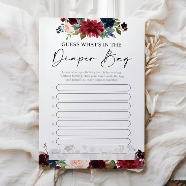 Lámina ¿Qué hay en el juego de Baby Shower Diaper Bag? (Subido por el creador)