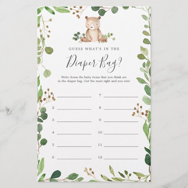 Lámina ¿Qué hay en la bolsa de pañales? (Anverso)