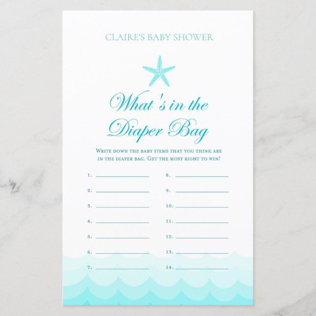 Lámina ¿Qué hay en la bolsa de papel? - Juego Baby Shower (Anverso)