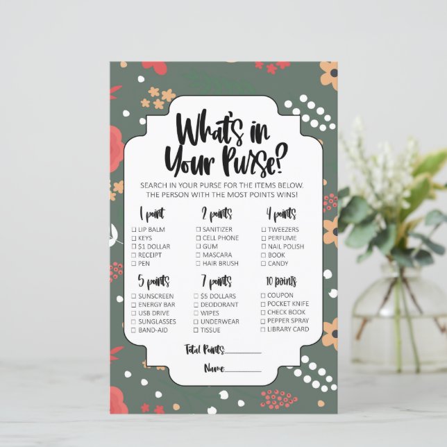 Lámina ¿Qué hay en tu bolso? (Anverso de pie)