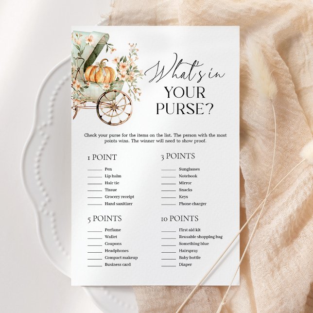 Lámina ¿Qué hay en tu bolso del juego de Baby Shower de c (Subido por el creador)