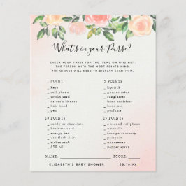 Lámina ¿Qué hay en tu bolso? | Juego Baby Shower