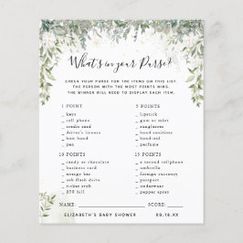 Lámina ¿Qué hay en tu bolso? | Juego Baby Shower