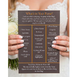 Lámina ¿Qué hay en tu bolso? Juego de fiesta de soltera