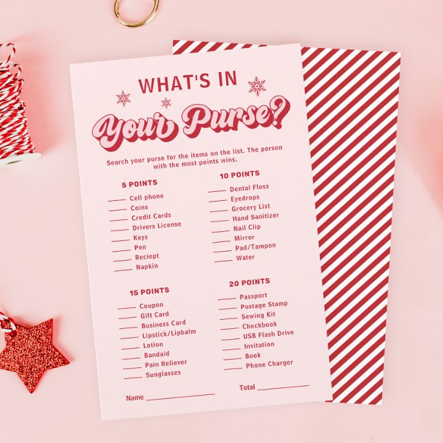 Lámina ¿Qué hay en tu bolso Navidades Baby Shower Game? (Subido por el creador)