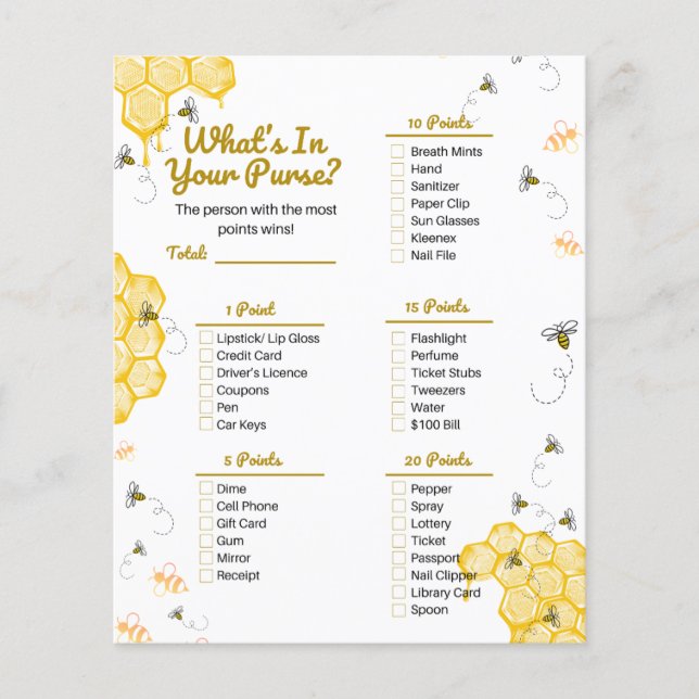 Lámina ¿Qué hay en tu juego de bolso? (Anverso)