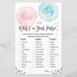 Lámina ¿Qué hay en tu juego de bolsos? Juegos Baby Shower