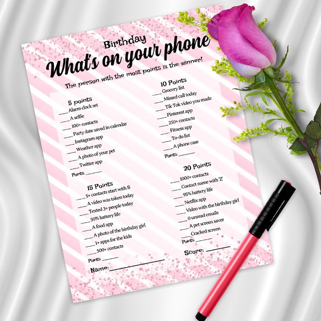 Lámina Qué hay en tu juego de cumpleaños telefónico (Subido por el creador)