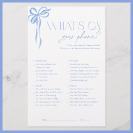 Lámina ¿Qué hay en tu juego de ducha de novia Blue Bow?