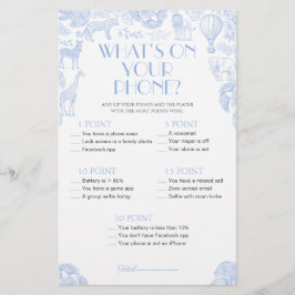 Lámina Qué hay en tu teléfono Baby Shower Game Card