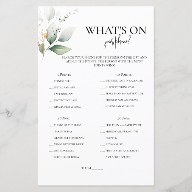 Lámina ¿Qué hay en tu teléfono con el juego de ducha de n (Anverso)