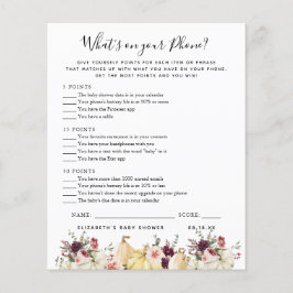 Lámina Qué hay en tu teléfono | Juego Baby Shower