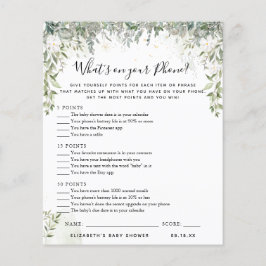 Lámina Qué hay en tu teléfono | Juego Baby Shower