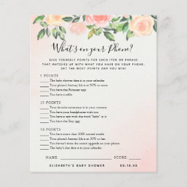 Lámina Qué hay en tu teléfono | Juego Baby Shower