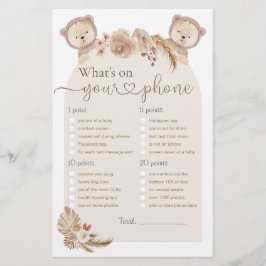 Lámina ¿Qué hay en tu teléfono? Juegos de Baby Shower