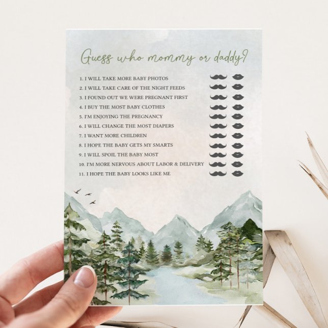 Lámina Que la aventura empiece Baby Shower Adivina quién  (Let the Adventure Begin Baby Shower Game)