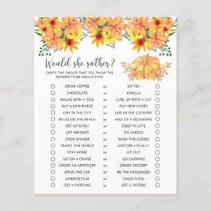 Lámina ¿Qué Preferiría Ella - Juego de Baby Shower de Cal