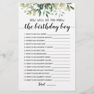 Lámina ¿Qué Tan Bien Conoce El Juego De Birthday Boy?