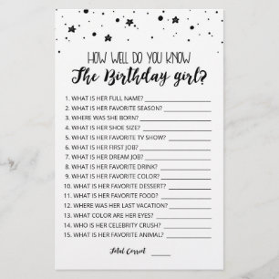 Lámina ¿Qué tan bien conoce el juego del chica de cumplea