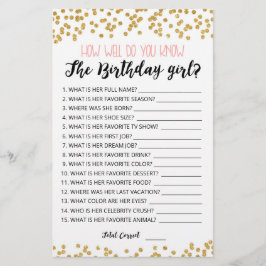 Lámina ¿Qué tan bien conoce el juego del chica de cumplea